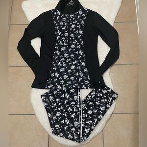 Floral Black Athleisure / Workout 2 pc Set